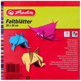 Herlitz Origami Faltblätter 200 x 200 mm farbig sortiert 100 Blatt