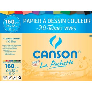 CANSON Künstlerpapier Mi Teintes 320 x 240 mm farbig 12 Blatt
