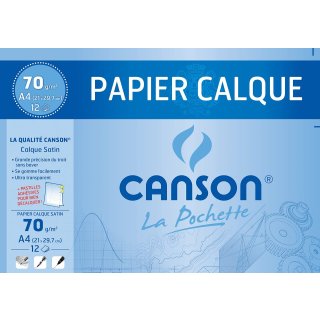 CANSON Zeichenpapier satiniert DIN A4 70 g/qm 12 Blatt + 20 selbstklebende Punkte