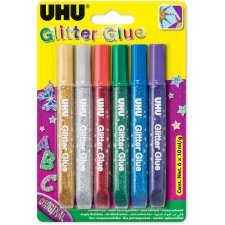 UHU Glitzerkleber Glitter Glue Original Inhalt: 6 x 10 ml