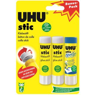 UHU Vorteilspack Klebestift stic und Klebestift stic Magic 3 x 8,2 g