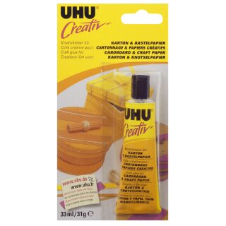 UHU Spezialkleber "Creativ" für Karton & Bastelpapier farblos 33 ml in Tube