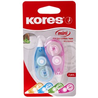 Kores Einweg Korrekturroller "MINI" 4,2 mm x 3 m zufällige Farben 2 Roller