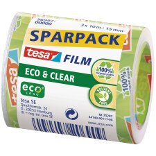 tesa Film Eco & Clear SPARPACK transparent 15 mm x 10 m 3 Stück