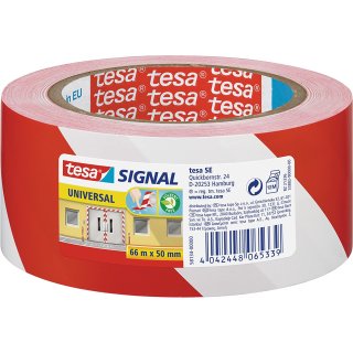 tesa Signal Markierungs und Warnklebeband Universal 55 mm x 66 m rot/weiß