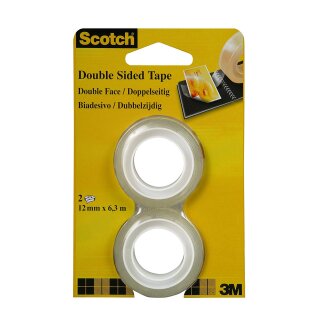 Scotch doppelseitiger Klebefilm 665 12 mm x 6,3 m 2 Rollen