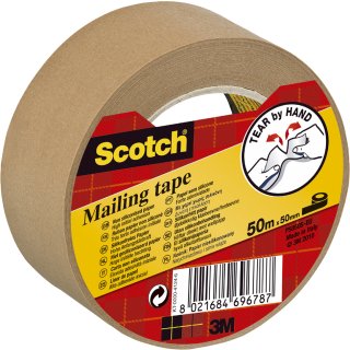 3M Scotch Verpackungsklebeband P5050 Papier 50 mm x 50 m braun