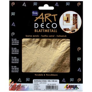 KREUL Blattmetall Home Design ART DECO gold 140 x 140 mm 6 Blatt