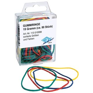 WEDO Gummiringe farbig sortiert Größen Mix ca. 80 Stück (15 g)