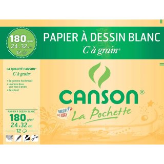 CANSON Zeichenpapier "C" à Grain 320 x 240 mm 180 g/qm 12 Blatt