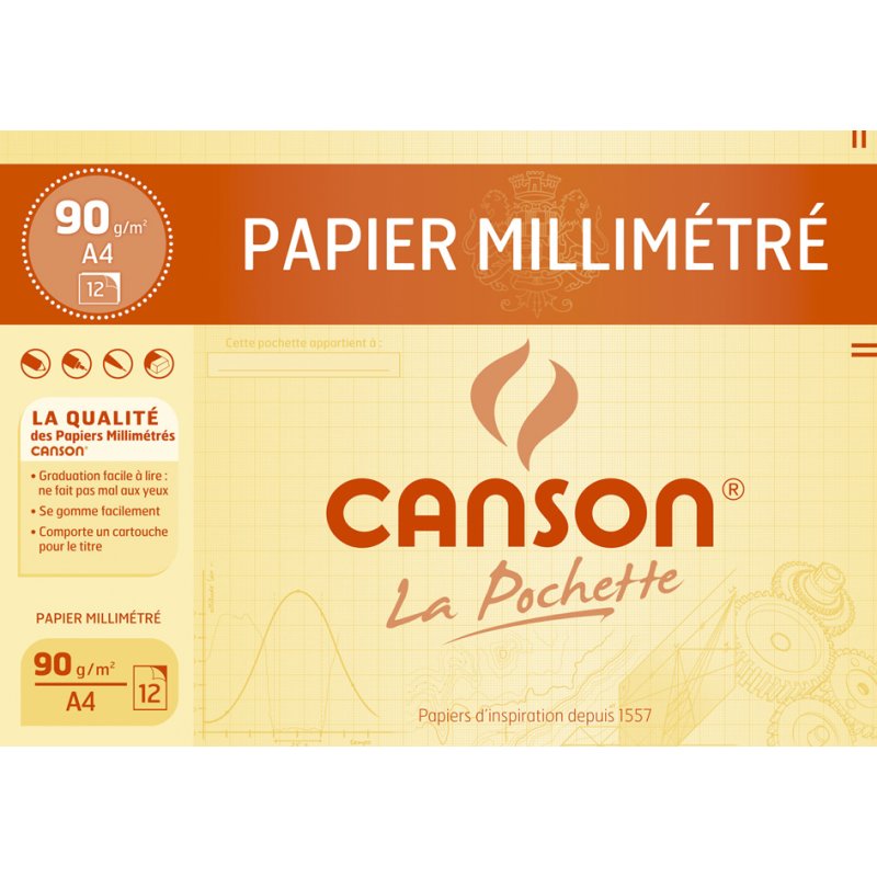 dunkelbraun 90 g/qm DIN A4 CANSON 200067115 Millimeterpapier