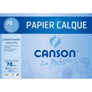 CANSON Transparentpapier satiniert DIN A3 70/75 g/qm 10 Blatt