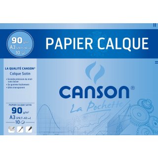 CANSON Transparentpapier satiniert DIN A3 90/95 g/qm 10 Blatt