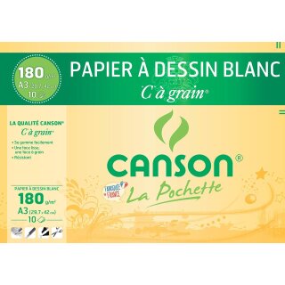 CANSON Zeichenpapier "C" à Grain DIN A3 180 g/qm 10 Blatt