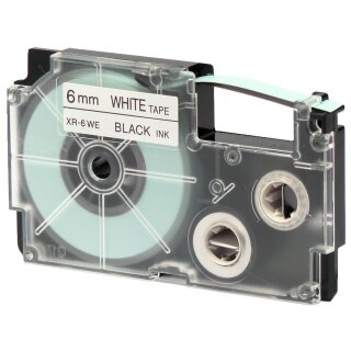 CASIO XR Schriftbandkassette schwarz auf weiß 18 mm / 8 m