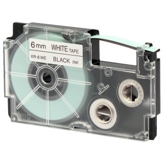 CASIO XR Schriftbandkassette schwarz auf weiß 6 mm / 8 m