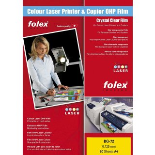 FOLEX Color Laserfolie BG-72 DIN A4 transparent 125 my 50 Blatt