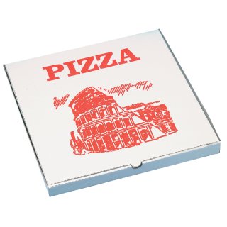 PAPSTAR Pizzakarton eckig 330 x 330 x 30 mm weiß/rot 100 Stück