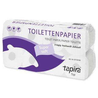Tapira Toilettenpapier 3-lagig hochweiß 8 Rollen à 250 Blatt