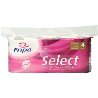 Fripa Toilettenpapier Select 4-lagig hochweiß Tissue 8 Rollen à 160 Blatt
