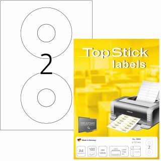 TOP STICK CD/DVD Etiketten Durchmesser: 117 mm weiß 160 Etiketten