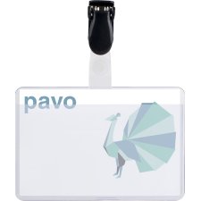 pavo Namensschild mit Clip 60 x 90 mm transparent