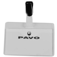 pavo Namensschild mit Clip 60 x 90 mm transparent