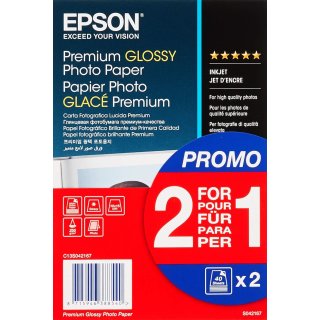 Original EPSON Premium Glossy Fotopapier 10 x 15 cm 2 x 40 Blatt