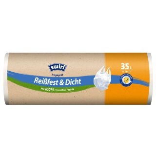 swirl Mülleimerbeutel mit Tragegriff weiß 35 Liter 15 Beutel
