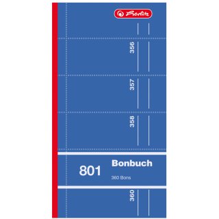 Herlitz Formularbuch "Bonbuch 801" 90 x 198 mm zufällige Farbe 360 Abrisse