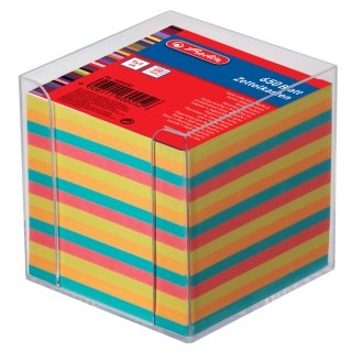 Herlitz Zettelbox Kunststoff 90 x 90 mm glasklar 650 Blatt farbiges Papier