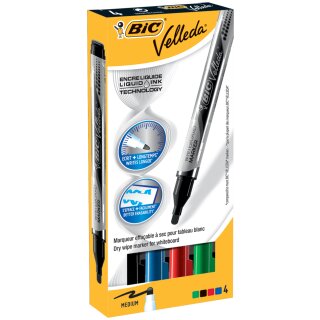 BIC Whiteboard Marker Velleda Liquid Ink 4er Etui