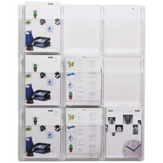 helit Wanddisplay Clearly 6 Fächer DIN A4 hoch glasklar