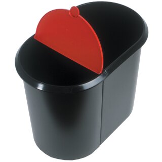 helit Papierkorb Duo System oval PE schwarz/rot