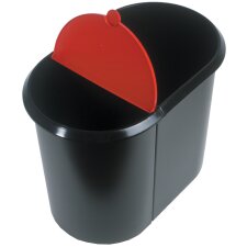 helit Papierkorb Duo System oval PE schwarz/rot