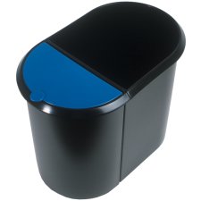helit Papierkorb Duo System oval PE schwarz/blau