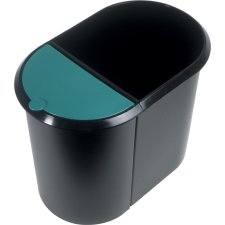 helit Papierkorb Duo System oval PE schwarz/grün