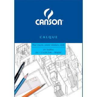CANSON Transparentpapierblock DIN A4 90/95 g/qm 25 Blatt