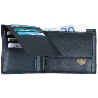 Alassio Geldbörse Klassisch mit 6 Kreditkartenfächern Leder schwarz