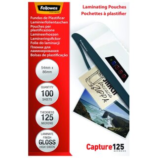 Fellowes Laminierfolientasche 54 x 86 mm 250 mic glänzend 100 Stück