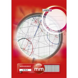 LANDRÉ Millimeterpapier Block DIN A3 80 g/qm 20 Blatt