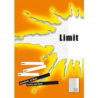 Limit Schulheft DIN A4 Lineatur 26 / 5 mm kariert 16 Blatt