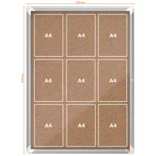 nobo Schaukasten Kork Rückwand Innenbereich 9 x DIN A4