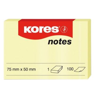 Kores Haftnotizen "notes" 50 x 75 mm blanko gelb 1 Block á 100 Blatt