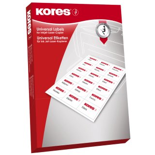 Kores Universal Etiketten 38 x 21,2 mm weiß 100 Blatt 6.500 Etiketten