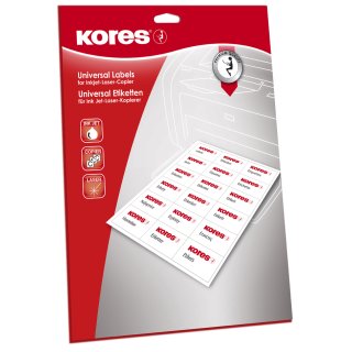 Kores Universal Etiketten 38 x 21,2 mm 1.625 Etiketten auf 25 Blatt A4 weiß