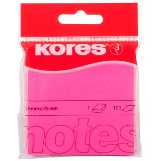 Kores Haftnotizen "NEON" 75 x 75 mm blanko neon pink 100 Blatt