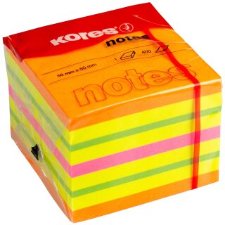 Kores Haftnotizen Würfel 50 x 50 mm neonfarben 5 farbig 450 Blatt