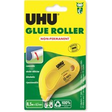 UHU Kleberoller Dry & Clean Roller non permanent gelb