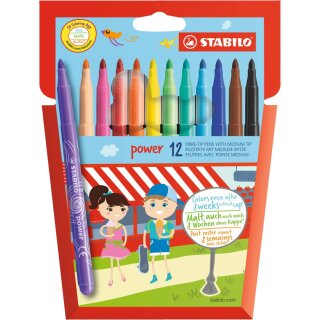 STABILO Fasermaler power rund 12er Karton Etui